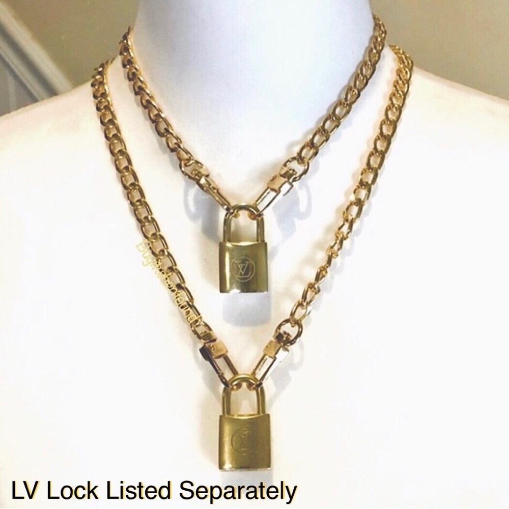 Non-Branded Gold Tone Chain Necklace For LV Lock Key 8” 16” 18” 23” 32” 42” 47” - Picture 2 of 16